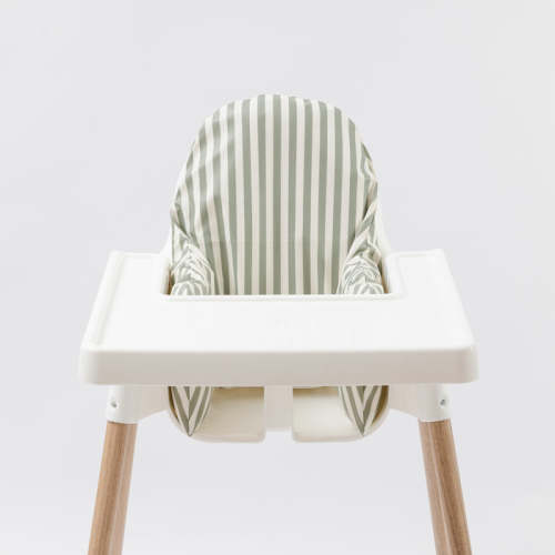 Wipeable Cushion Cover for IKEA Antilop Highchair - Sage Stripes - AZEbabydream