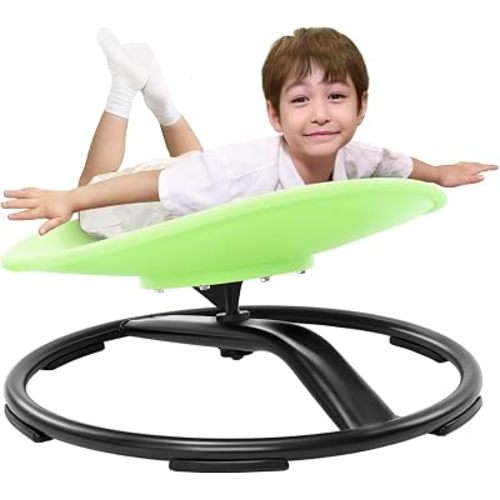 Zhenx Spinning Chair for Autistic Kids (Ages 3-18) - 220lbs Capacity Sensory Swivel Seat - Sensory Toy for Teens with ADHD/Autism - Sit & Spin Calming Gift to Improve Focus & Body Balance (Green)