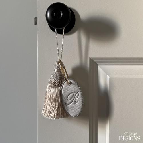 Decorative French Style Door Tassel with Embroidered Monogram Charm