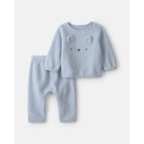 Baby Boy 2-Piece Bear Fleece Long-Sleeve Top & Pant Set - Blue | Carter's