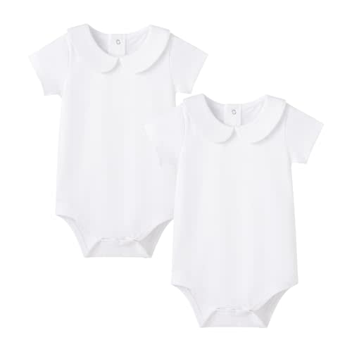 pureborn Baby Romper Bodysuits 2-Pack Unisex Soft Cotton One-Piece Outfit for Infant Boys Girls 0-24 Months