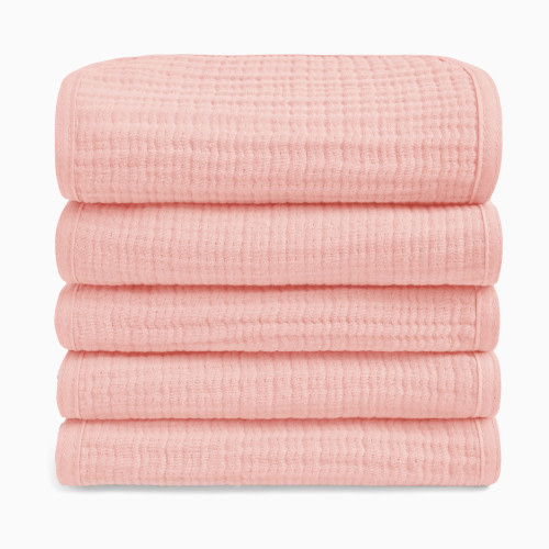 Small Story Organic Cotton Muslin Burp Cloths Multipack - Pink Hues, 5