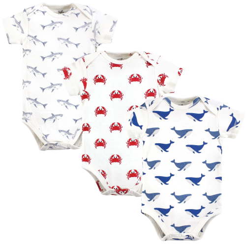 Touched by Nature Unisex Baby Organic Cotton Bodysuits, Mystic Sea Creatures, 9-12 Months