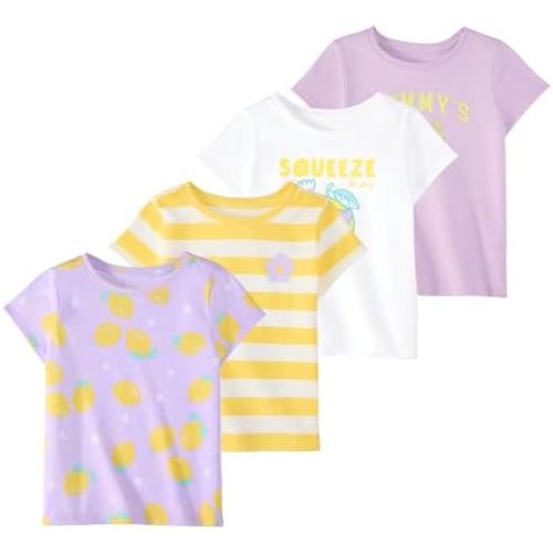 Garanimals Baby & Toddler Girl Tees - Short Sleeve Tees - Kid's Casual Crew Neck - Size 0-6T - 4 Pack