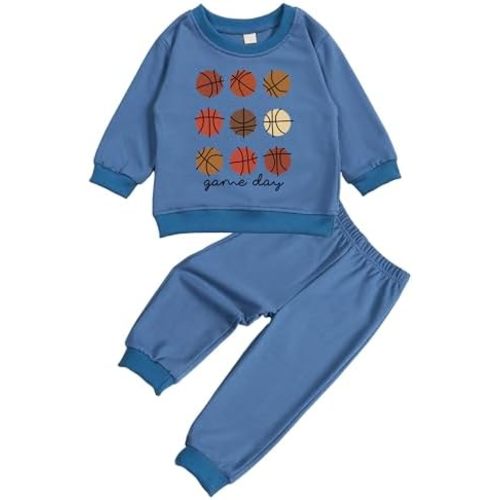 Toddler Baby Basketball Long Sleeve Sweatshirt Top Jogger Pants Set Cute Fall Winter Clothes Set