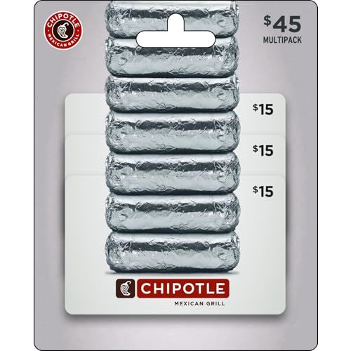 Chipotle Physical Gift Cards (Multipack of 3 x $15) - $45
