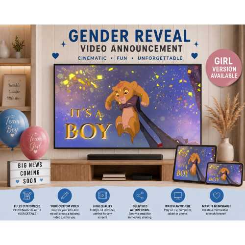Lion King Gender Reveal Video, It's a Boy, Movie Style Baby Announcement