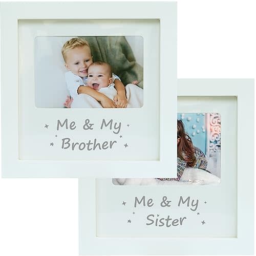 HAMUIERS Sibling Keepsake Picture Frame Set of 2, Nursery Decor, Brother and Sister Gift