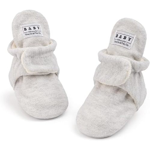 HsdsBebe Unisex Newborn Baby Cotton Booties Non-Slip Sole for Toddler Boys Girls Infant Winter Warm Fleece Cozy Socks Shoes