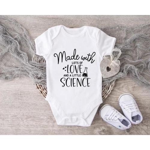 IVF Baby Bodysuit, Made with Lots Of Love And A Little Science Baby Bodysuit, IVF Baby Shower Gift, Expecting Parents Shirts, New Baby Gift