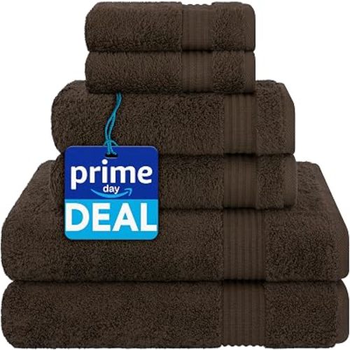 Cotton Paradise 100% Cotton Turkish Towel Set, Soft Absorbent Quick Dry, 6 Piece Towel Set, Chocolate Brown