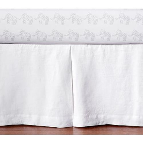 European Linen Crib Skirt, White