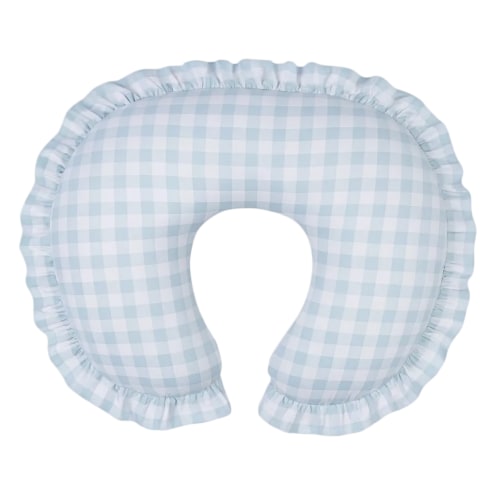 Blue Checkered Ruffle Nursing Pillow Cover