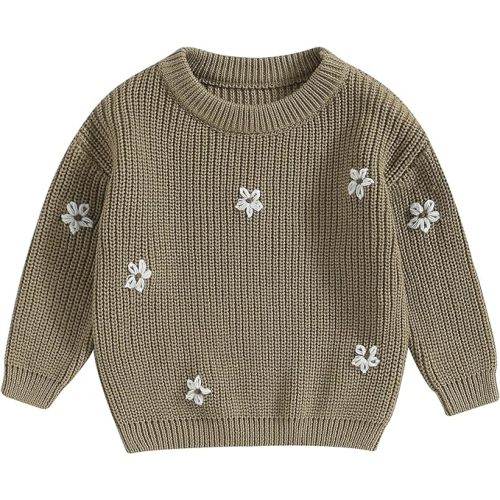 Mubineo Baby Girl Winter Clothes Cute Flower Sweater Crewneck Pullover Long Sleeve Knit Newborn Infant Sweaters