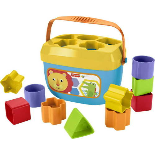 Fisher-Price Baby’s First Blocks Shape Sorting Toy with Storage Bucket, 12 Pieces
