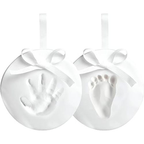 Reece Studio Baby Handprint and Footprint Christmas Ornament Kit, DIY Clay Keepsake for Newborns, Gender Neutral Holiday Gift for New or Expecting Parents, 2 Pack