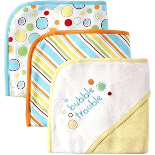 Luvable Friends Unisex Baby Cotton Terry Hooded Towels, Yellow, One Size