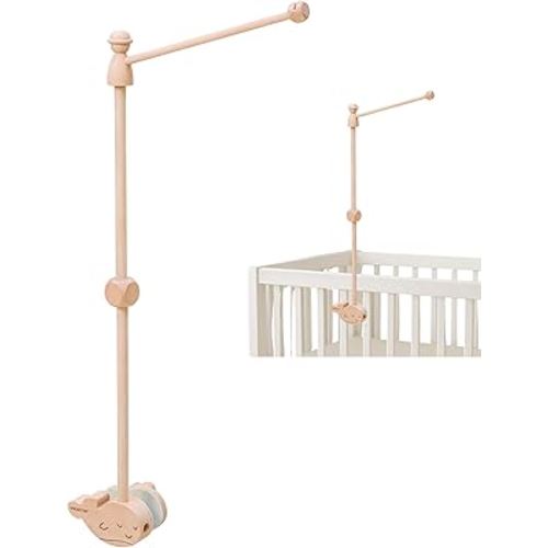Wooden Baby Crib Mobile Arm, 31 Inch, Solid Beech Wood, 360° Rotatable, Whale Design, Adjustable, Anti-Slip, Mobile Hanger for Crib, Nursery Decor for Boys & Girls, Gift Accessories