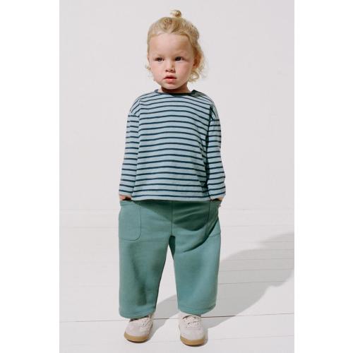 DUCK LABEL WIDE LEG FLEECE PANTS - Sea green | ZARA United States