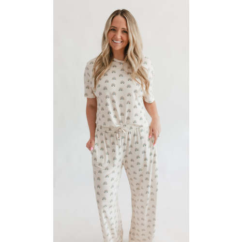 Women's T-Shirt and Pants Set In Neutral Rainbows