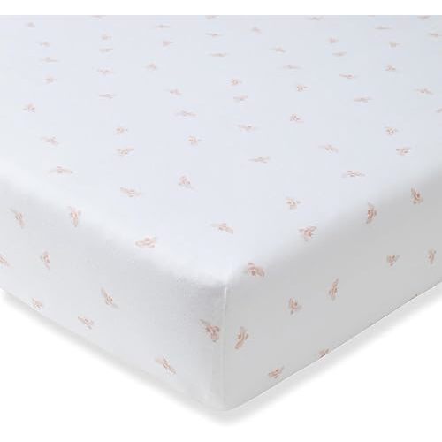 Burt's Bees Baby Essential Organic Cotton Fitted Crib Sheet, Breathable for Boy Girl Standard Crib & Toddler Mattresses