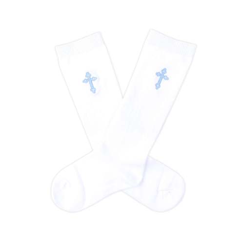 Cross Embroidered Knee High Socks