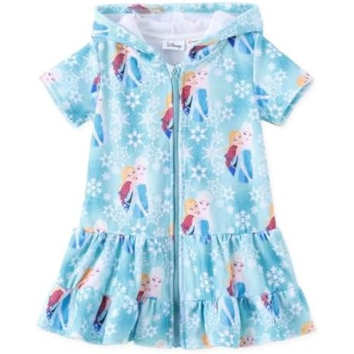Disney Princess Frozen Stitch Minnie Girl Swim Cover Up Swimwear Terry Cloth Swimsuit Coverup Zip-up Bathing Suit Wrap Hooded