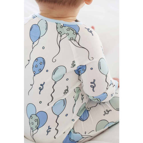 Party Time Convertible Zip Romper in Blue | Caden Lane