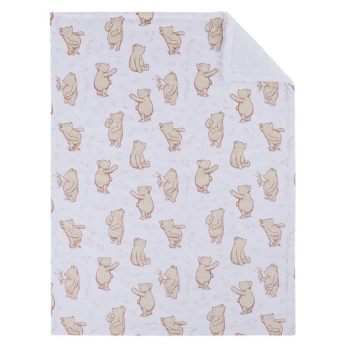 Disney NoJo Disney Classic Winnie the Pooh You Are So Loved Sherpa Baby Blanket, Ivory and Taupe | Wayfair