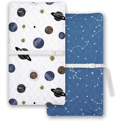 TotChill Light Quilted Changing Pad Cover 2 Pack, Soft Fitted Changing Table Covers for Baby Boys and Girls, Space Print
