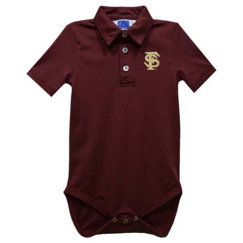 Florida State Seminoles Embroidered Maroon Solid Knit Polo Bodysuit