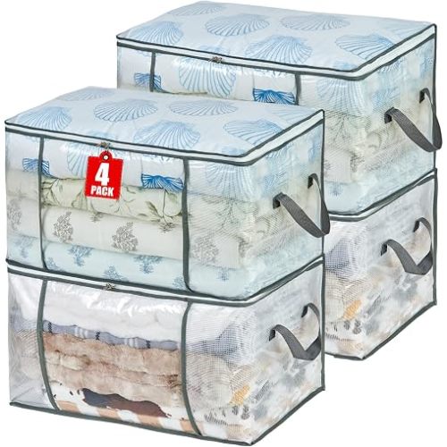 80L Clear Large Storage Bag for Clothes Comforters Blankets Pillows Bedding