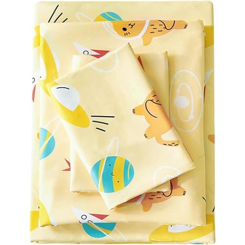 MCO Twin Sheets Set Kids, Soft Microfiber Bed Sheet Set for Boy Girls, 3 Pieces Breathable Twin Sheets Cosmo (Twin, Yellow)