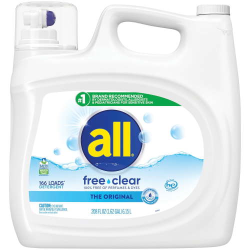all Liquid Laundry Detergent, Free Clear for Sensitive Skin, 208oz, 166 loads
