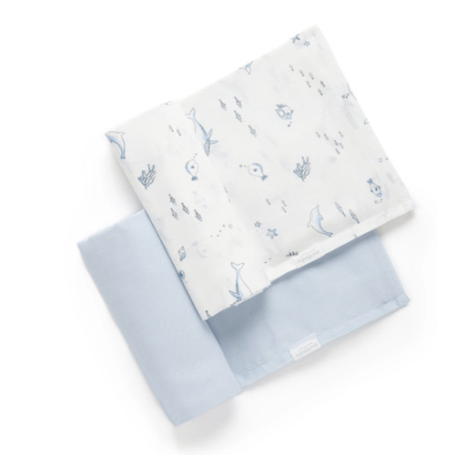 2 Pack Nautical Muslin Wrap - Purebaby