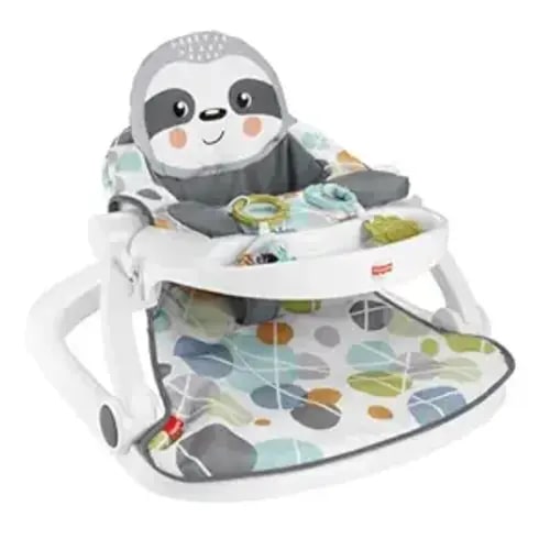 Fisher-Price Portable Baby Chair Sit-Me-Up Floor Seat with Snack Tray, Newborn Sensory Activity Toys & Plush Cute Sloth Washable Pad