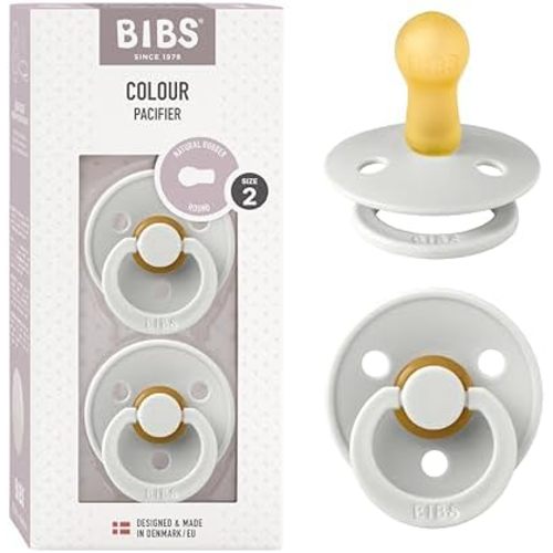 Bibs Pacifiers Color Collection, Set of 2 BPA-Free Latex Pacifiers Made in Europe, Round Nipple Baby Pacifier.