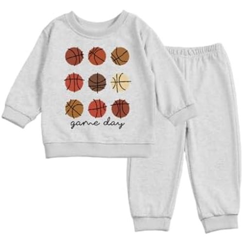 Toddler Baby Basketball Long Sleeve Sweatshirt Top Jogger Pants Set Cute Fall Winter Clothes Set