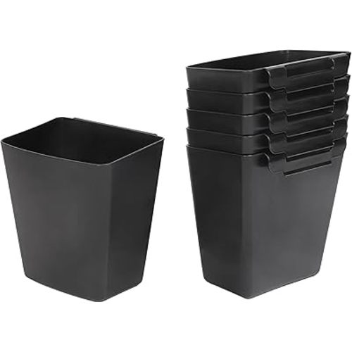 6 Pack Hanging Cup Holder for Rolling cart Accessories Hooks Little Hanging Buckets Hanging Storage Bins Craft Supplies for Rolling Utility Cart Slim Storage Cart (Black)