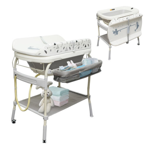 Zoomie Kids 2 In 1 Baby Bathtub With Changing Table, Waterproof, Adjustable Height Nursery Organizer With Storage Racks For Newborn Infant Toddler & Reviews | Wayfair