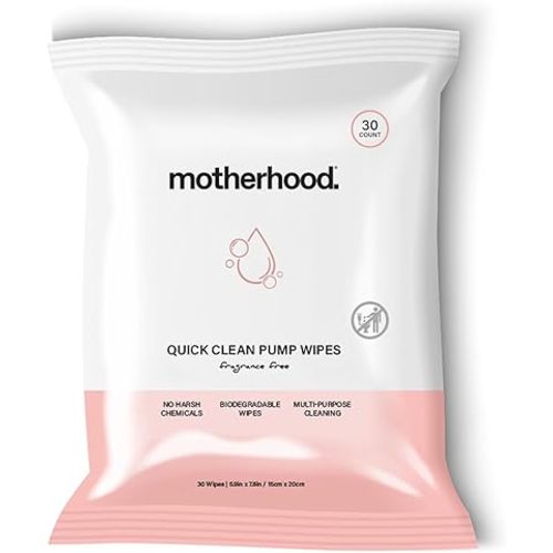Motherhood Collection Breast Pump Cleaning Wipes - No Rinse Quick Clean Wipes for Pump Parts, Bottles & Baby Essentials, Fragrance-Free, Travel-Friendly, 30 Count