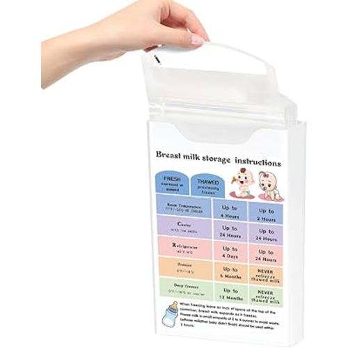 Breastmilk Storage Bag Organizer with Breastmilk Storage Guide-Magnetic Acrylic Breastmilk Storage Bags Holder－Breastmilk Conversion Chart for Nursing Feeding
