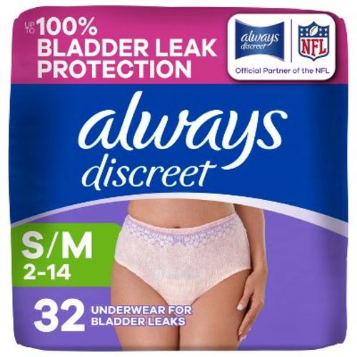 Always Discreet Adult Postpartum Incontinence Underwear for Women - Maximum Protection - S/M - 32ct