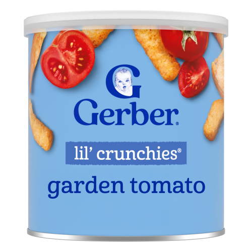 (6 pack) Gerber Snacks for Baby Lil Crunchies Garden Tomato Puffs, 1.48 oz Canister