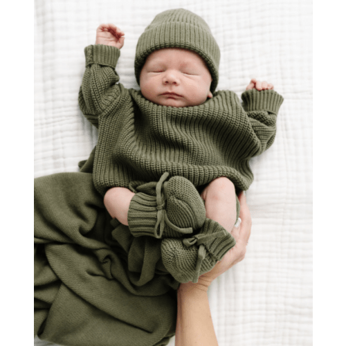KNIT CHUNKY SWEATER - OLIVE