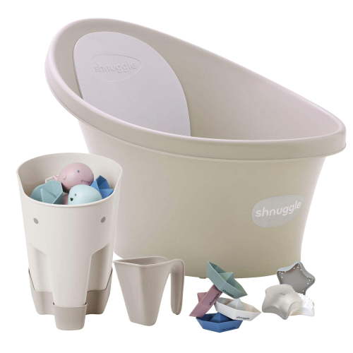 Shnuggle Newborn Bundle: Baby Bath Accessories Bundle - 5-Piece Set | Cozy Support, Easy Cleanup Sensory Fun