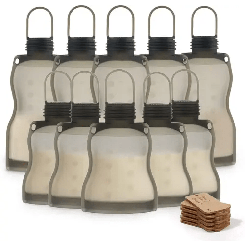 Haakaa Silicone Breastmilk Storage Bags Combo 9oz (5 Count)+ 4.4oz (5 Count), Reusable Leak Proof Breast Milk Storing Freezer Bags for Breastfeeding, BPA Free Food Grade Silicone