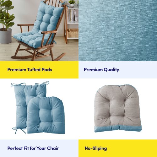 Sweet Home Collection Rocking Chair Tufted Non Slip Cushion Set