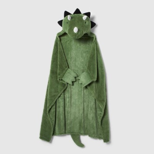 Dinosaur Kids' Hooded Blanket - Pillowfort™: Wearable Faux Fur, Green, OEKO-TEX Certified, 50"x40"