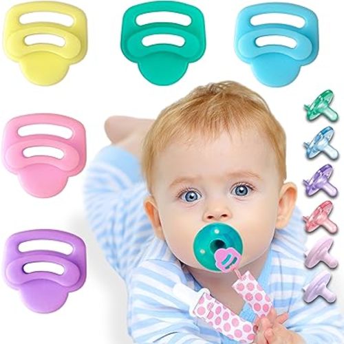5 Pack Silicone Pacifier Clip Adapter Ring for Philips Avent Soothie, 100% Food-Grade Silicone Binky Clips Holder Adapter Rings Competible with Avent Soothie, BPA-Free Soft Flexible Safe Durable